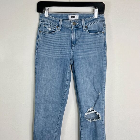 Paige Womens Skyline Ankle Peg Ricki Distressed Jeans Size 26 Light Wash Skinny - Picture 3 of 7